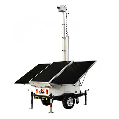 Solar Panels CCTV Trailer Mobile Surveillance Trailer With 4G Remote Monitoring System For Parking Lot